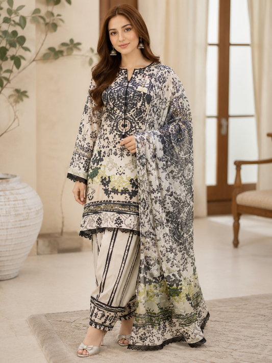 Digital Printed Stitched 3 Piece Lawn Suit