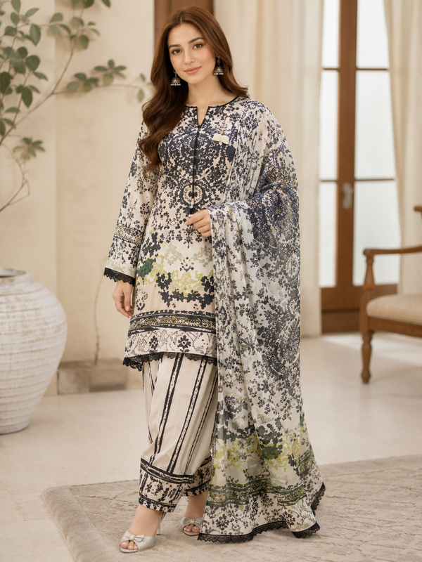 Digital Printed Stitched 3 Piece Lawn Suit