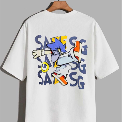 Men's White Graphic Oversized T-Shirt
